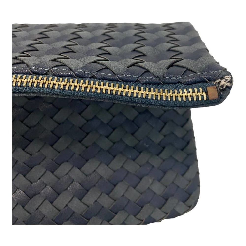 Nwt Sole Society Woven Crossbody Bag Blue Foldover Zip Chain Shoulder Small - Picture 6 of 8